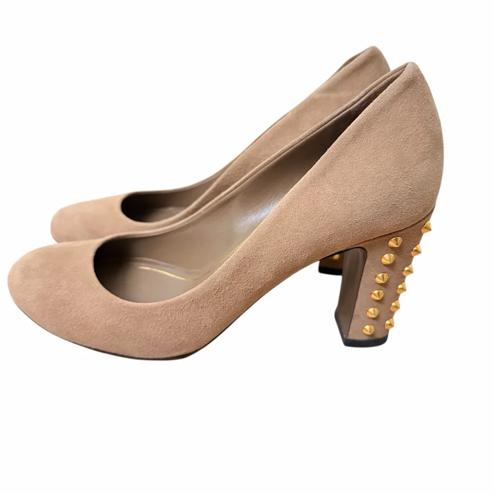 Gucci Women's Tan Suede Round-Toe Pumps - Picture 6 of 11